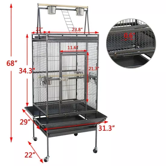 Black/White Bird cage Parrot Macaw Parakeet Cockatiel Cage Multiple Size 