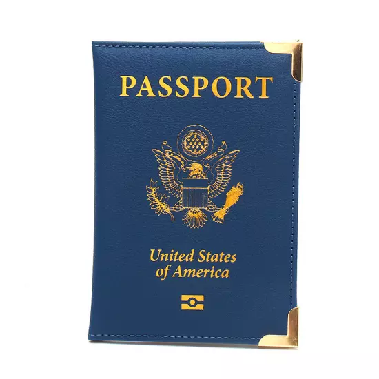 PU Leather Travel USA Passport Cover Passport Clip Thin Travel Document Case ↻