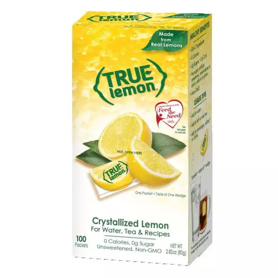 True Lemon sugar free drink mix 100 packets,caffeine free & on the go