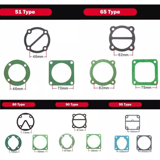 3 In 1 Air Compressor Cylinder Head Base Gaskets Washers Replacement Accessories