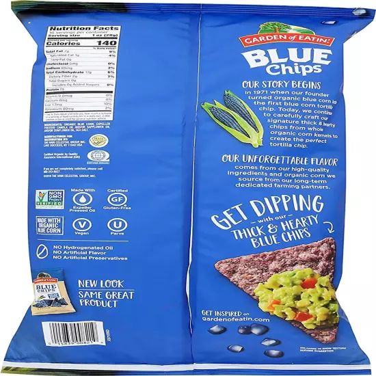 Blue Corn Tortilla Chips, 1.00 Pound (Pack of 1) - Package May Vary