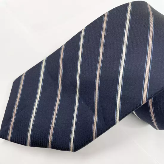 Paco Rabanne Blue Thin Long Regimental Striped Repp Silk Tie 3" x 61"