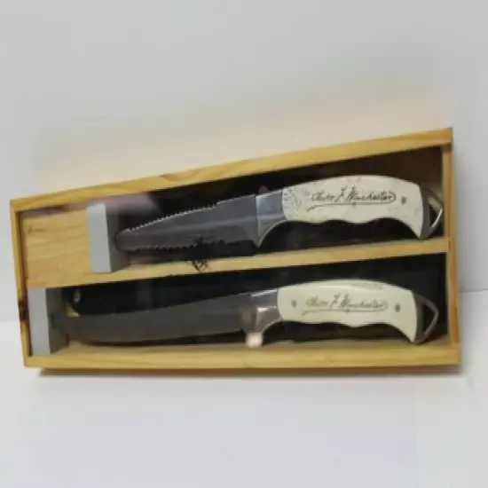 New Oliver F. Winchester Signature Handle Bone Fillet & Bait Fishing Knife Set