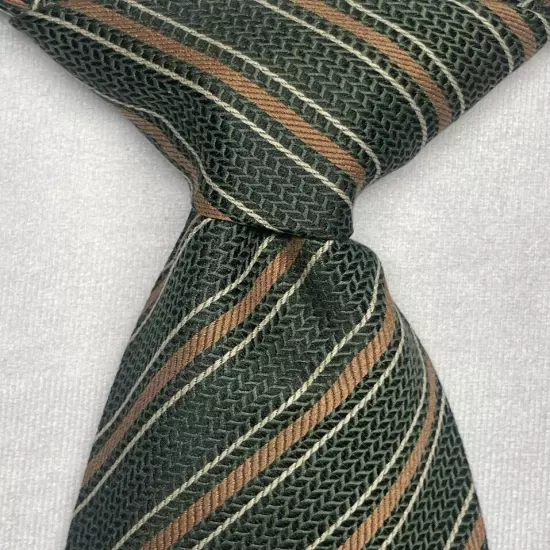 Giorgio Armani Cravatte Necktie Mens Designer 100% Silk Repp Stripe Green