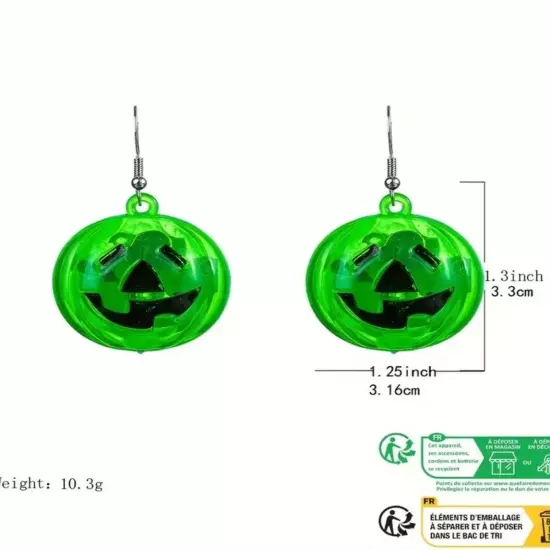 Halloween Earrings Glow In The Dark Light Up Holiday Jewelry Fashion 1 Pair