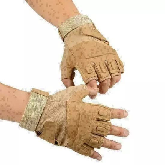 Half Finger Tactical Rubber Gloves Paintball Fingerless Cycling Shooting