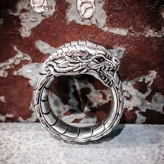 Norse Mythology Ouroboros Dragon Men's Snake Ring Viking Ring Fashion Ring