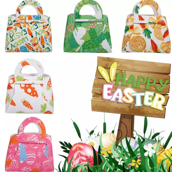 Easter Bunny Goodie Treat Bags with Handle Party Favor Wrapping Egg Hunt Game