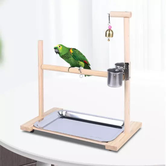 Bird Parrot Playground Bird Training Wood Stand Playpen Parrot Stand With Feeder