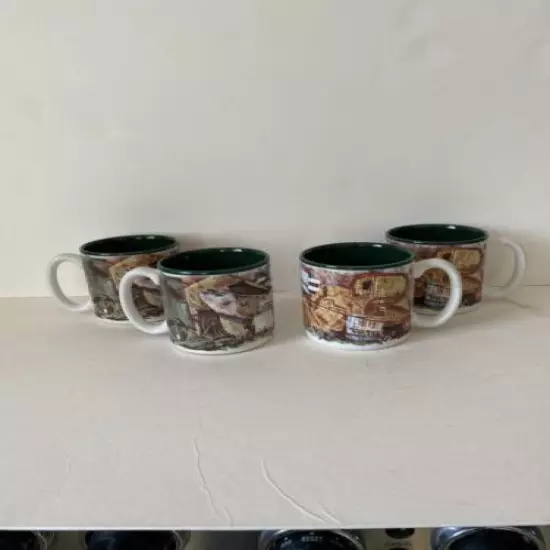 Gone Fishing Potpourri Press Coffee Mug ~ Vintage 1991 11 oz Cups ~ SET of 4