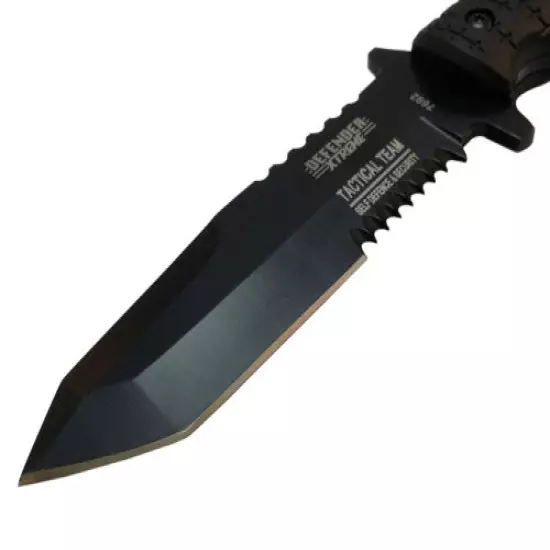 9" Black Fixed Blade Full Tang Tactical Survival Bowie Tanto Knife with SHEATH