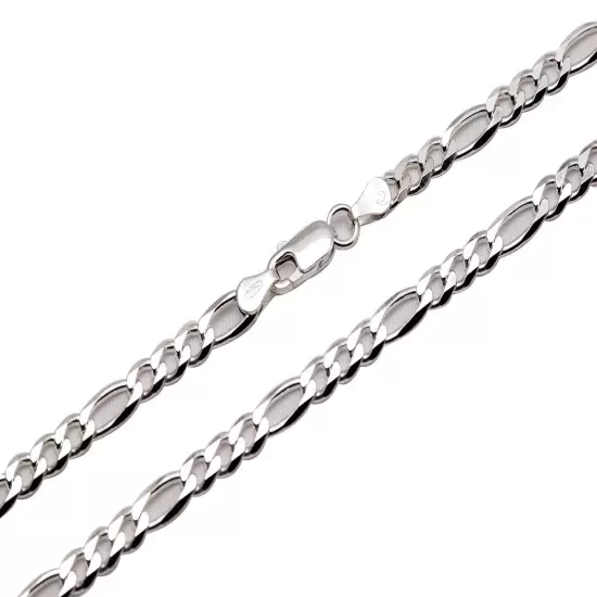 .925 Sterling Silver Figaro Link Chain Necklace 1mm-17mm Sz 16"-36"