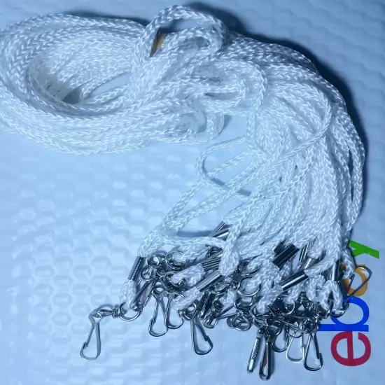 Lanyards Lot 20 Lanyards Round Woven With Swivel-Hook 35" White 