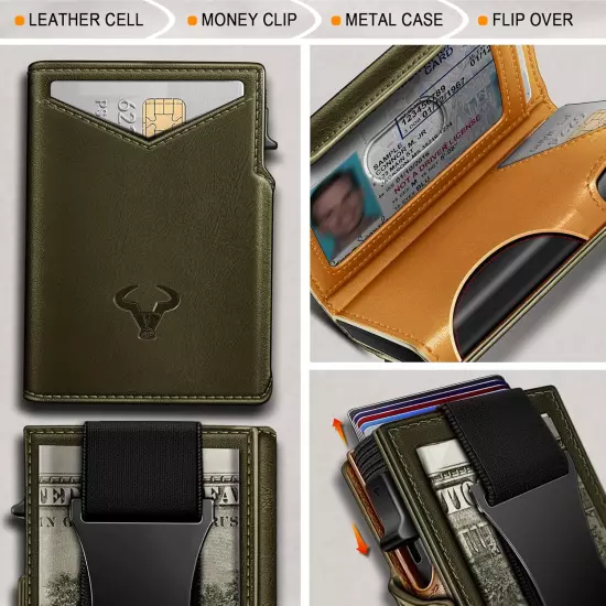 Billetera De Metal Para Hombre Con Clip Dinero Tarjetero Cartera De Bloqueo RFID