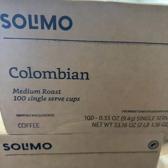 Solimo Medium Roast Coffee Pods, Columbia’s Blend, 100 single serve cups