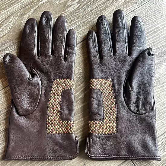 Echo Brown Leather Women Gloves Size Large Polyester Lining Winter Driving Warm