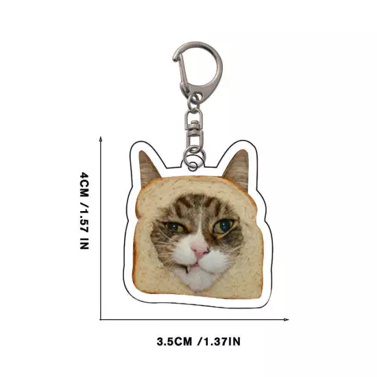 Vintage Cute Fun Toast CATS Acrylic Keychain Pendant N8W0