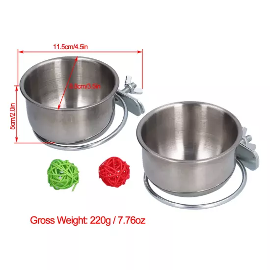 Stainless Steel Parrot Feeding Bowl With Rattan Ball For Hamster Small Animals