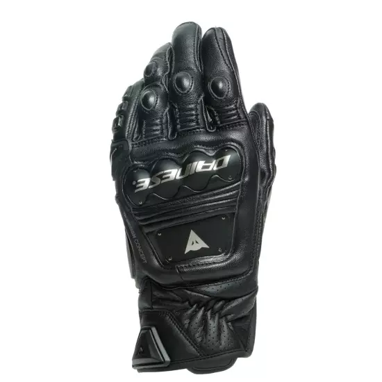 Dainese 4 Stroke 2 Leather Armored Metal Knuckle Motocycle Gloves Blk L NEW Read