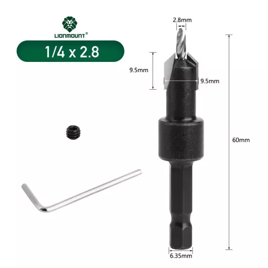 Countersink Drill Bit Set 1PC/5PCS 1/4"(6.35mm) HEX Shank Woodworking Cutter