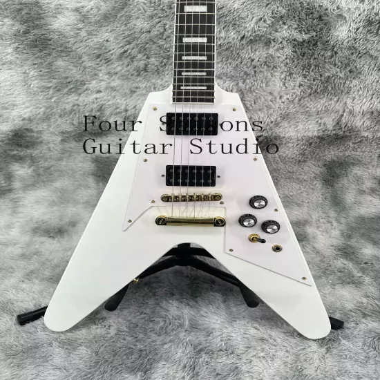 Solid Custom White Specia Shape Electric Guitar White Pickguard Black Fretboard