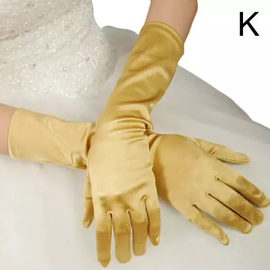 Women's Satin Long Gloves Opera Wedding Bridal Evening Party Prom Costume Glove