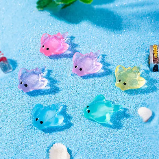 10Pcs Cartoon Mini Cute Manta Ray Mini Ornaments Aquarium Fish Tank Decoratio Sn