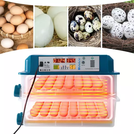 120 Egg Incubator Poultry Hatcher with Fully Automatic Egg Turning for Chickens