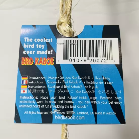 BIRD KABOB Ultimate Shreddable Bird Toy 100% Biodegradable Environment Safe SM