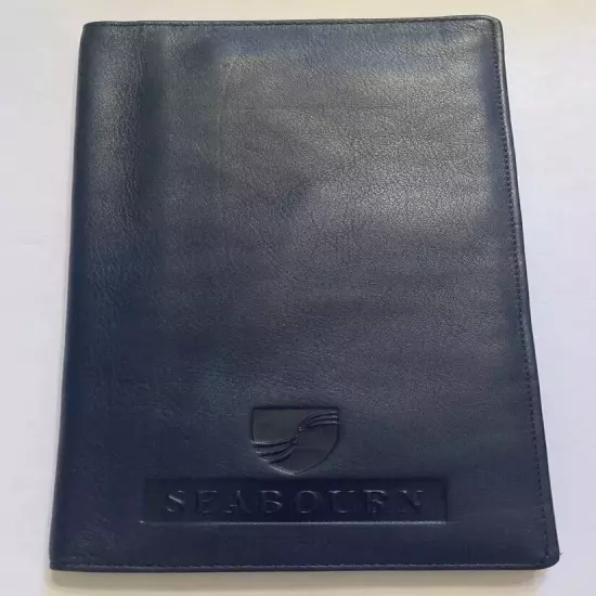 Seabourn Cruise Leather Travel Wallet Navy Passport Document Zipper Card Slot