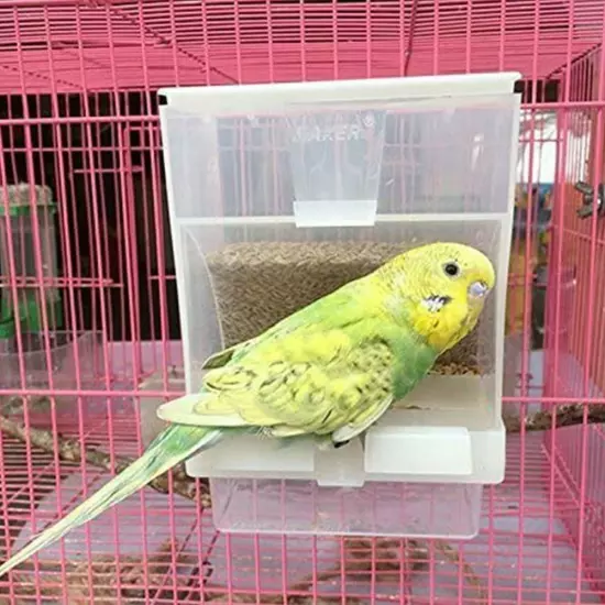 Mess Free Acrylic Auto Bird Cage Feeder Cup For Parrot Canary Cockatiel I6D9