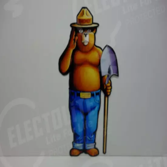 SMOKEY BEAR 1/8" METAL HEAVY ENAMEL SHOVEL SALUTE 20" HIGH X 11.3" WIDE 