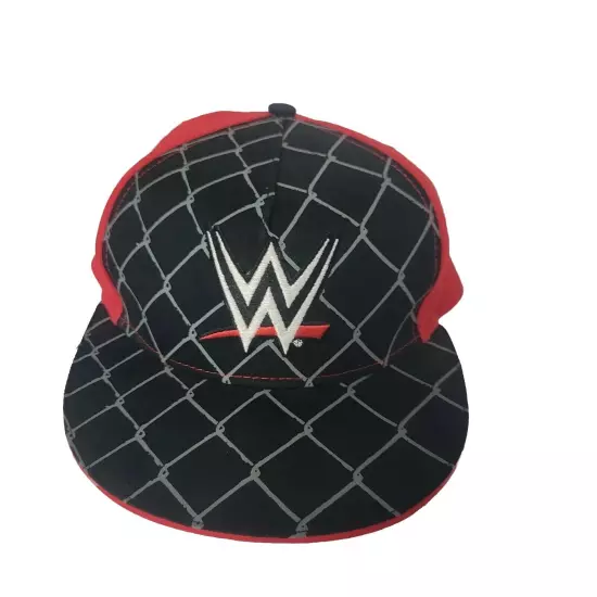 WWE Hat Cap Snapback Adjustable Chainlink Black Red Big Logo