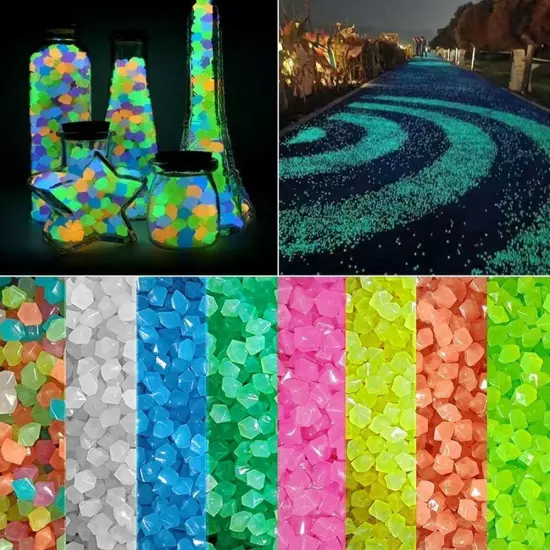 100Pcs Luminous Stones Fish Tank Aquarium Ornament Glow In The Dark Stones NEW~