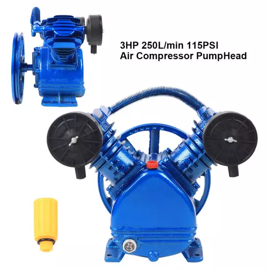 3HP Replacement Air Compressor Pump Single Stage V Style Twin Cylinder 2 Piston