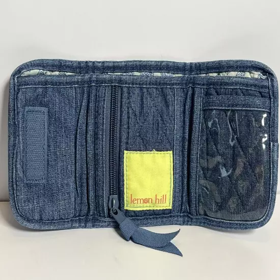 Lemon Hill Tri-Fold Wallet Quilted Chambray Denim Folding Pockets Credit Card