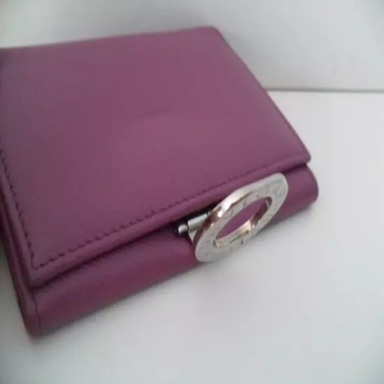 BVLGARI Card Wallet Stunning Purple Italian Calf Leather Business Card Exc Cond