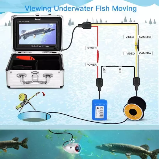 Eyoyo 7inch Underwater Fishing Camera Color Screen 1000TVL for Lake Ice Fishing