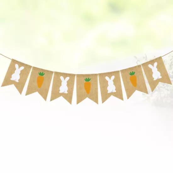 Easter Bunny Carrot Linen Swallowtail Banner for Party