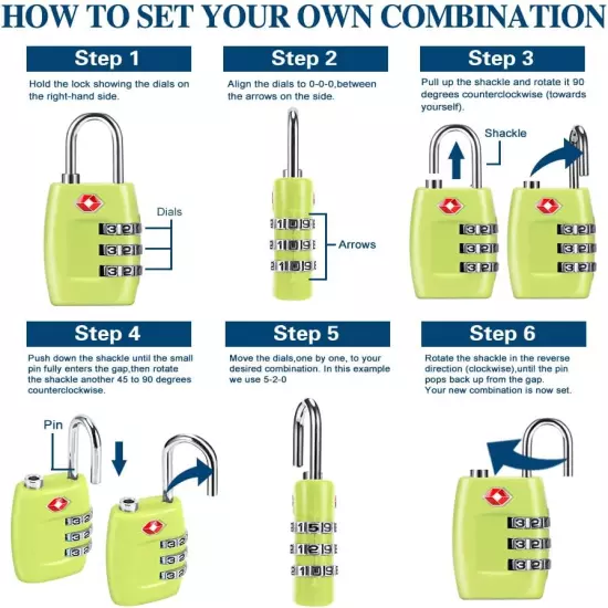 TSA Luggage Locks (4Pack) - 3 Digit Combination Padlocks - Approved Travel Lock 