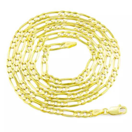 14K Yellow Gold 2mm-7.5mm Figaro Link Chain Necklace Bracelet Men Women 7"- 30"