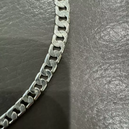 Sterling Silver Men's Solid Curb Link Chain Bracelet 10” Inch Long