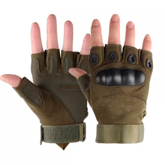 Tactical Hard Knuckle Half Finger Gloves Men'S Combat Hunting Shooting Paintball