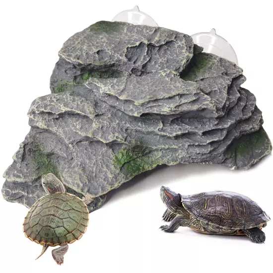 Turtle Basking Platform, Reptile Climbing Shale Resin Ledge Stone, Aquarium O...