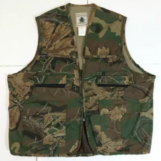 NORTHWEST TERRITORY Men's XL Camo Hunting Vest Zipper Camouflage Green 