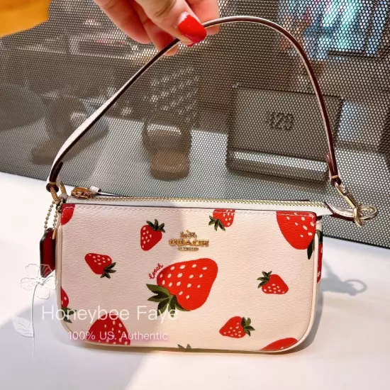 Nwt Coach Nolita 19 With Strawberry Print CH533 + Extended Chain Strawberry