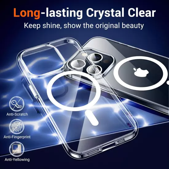 For Apple iPhone 16 15 14 13 12 11 Pro Max Clear Case Shockproof Mag Safe Cover