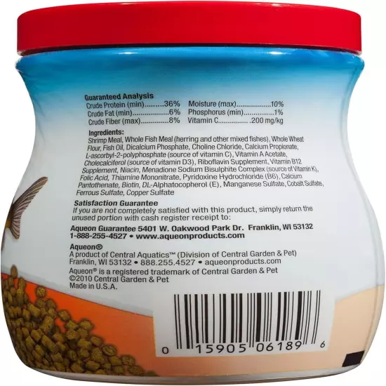 Aqueon Shrimp Pellets Sinking Food for Tropical Fish, Goldfish, Loaches, Catfish