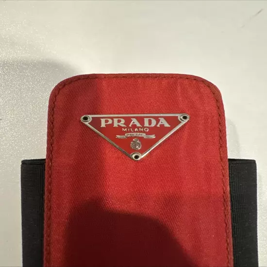 Red Prada Nylon Pouch