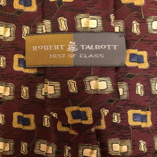 Robert Talbott Silk Tie, Best Of Class Red White & Yellow Geometric Design 